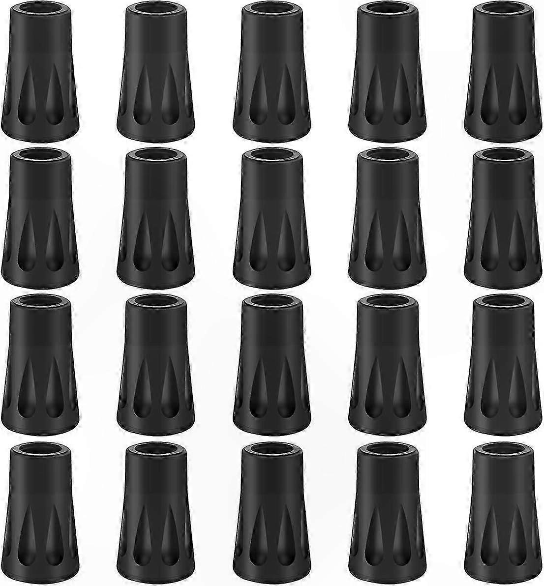 20-Pack Rubber Tips for Walking Poles, Asphalt-Compatible Replacement Pads
