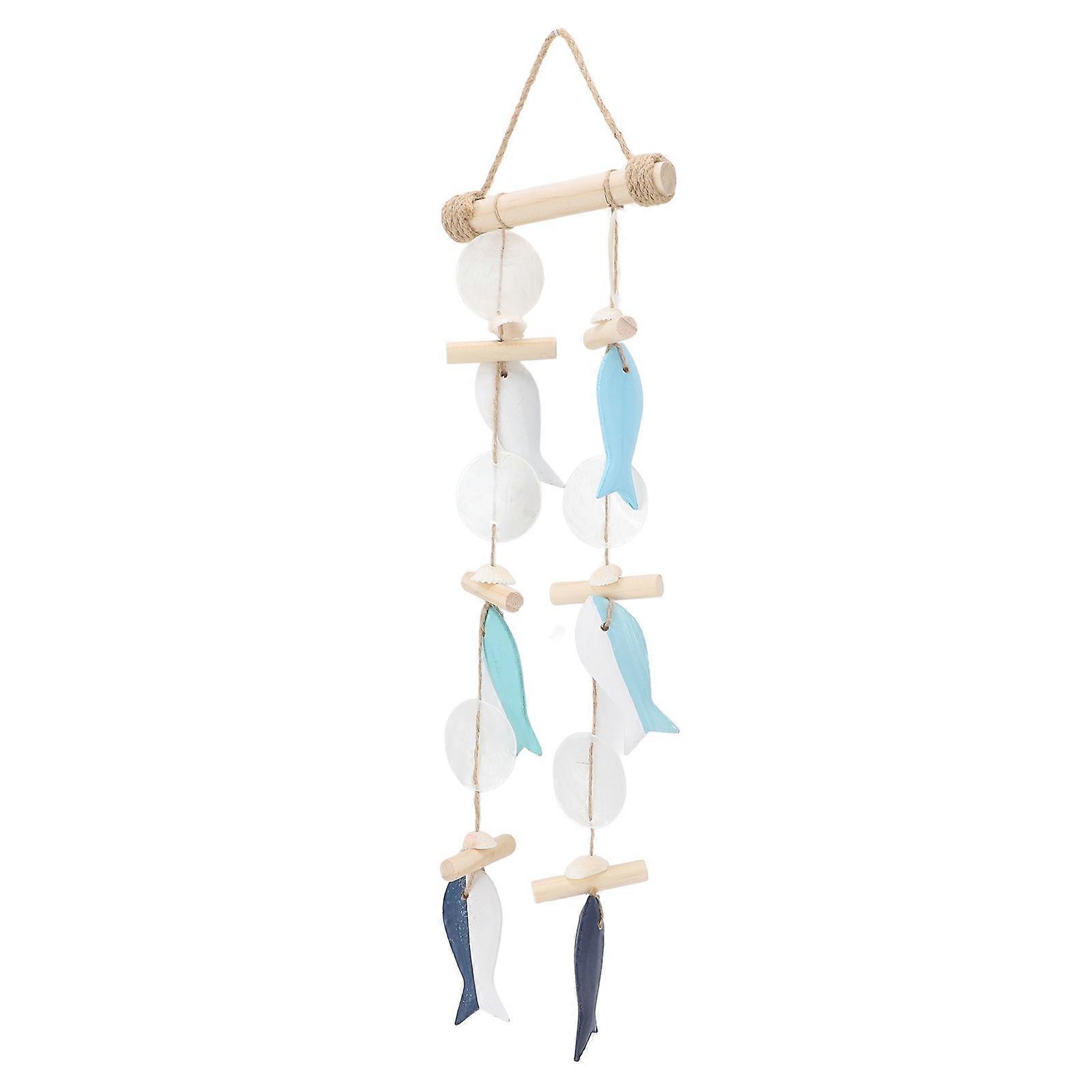 Fish Wind Chime Solid Wood Sea Theme Wall Decor 200g Type 1