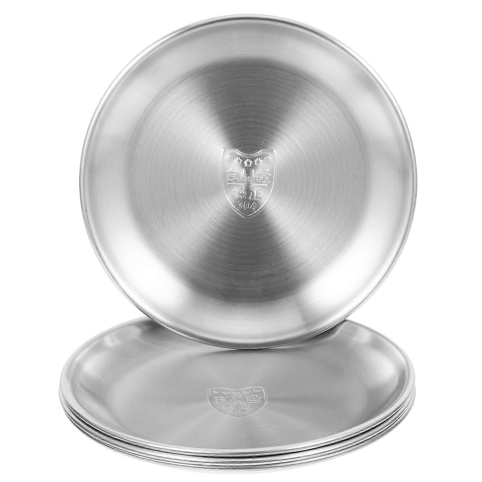 Vintage Stainless Steel Plate Collection Of 16 Pcs Ideal For Families Serving Snacks And Meals During Picnic And Camping Events With Stackable Design