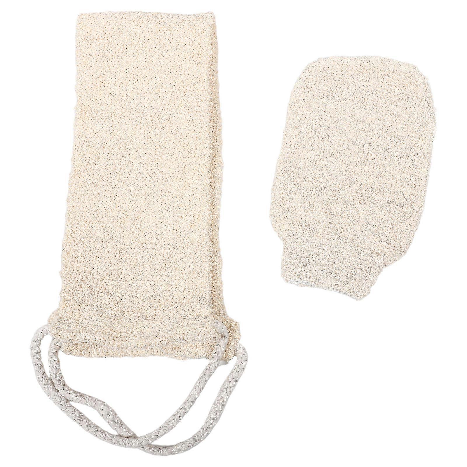 Back Scrubber Exfoliating Bath Gloves Set for Bathing 4Pcs Beige Sisal
