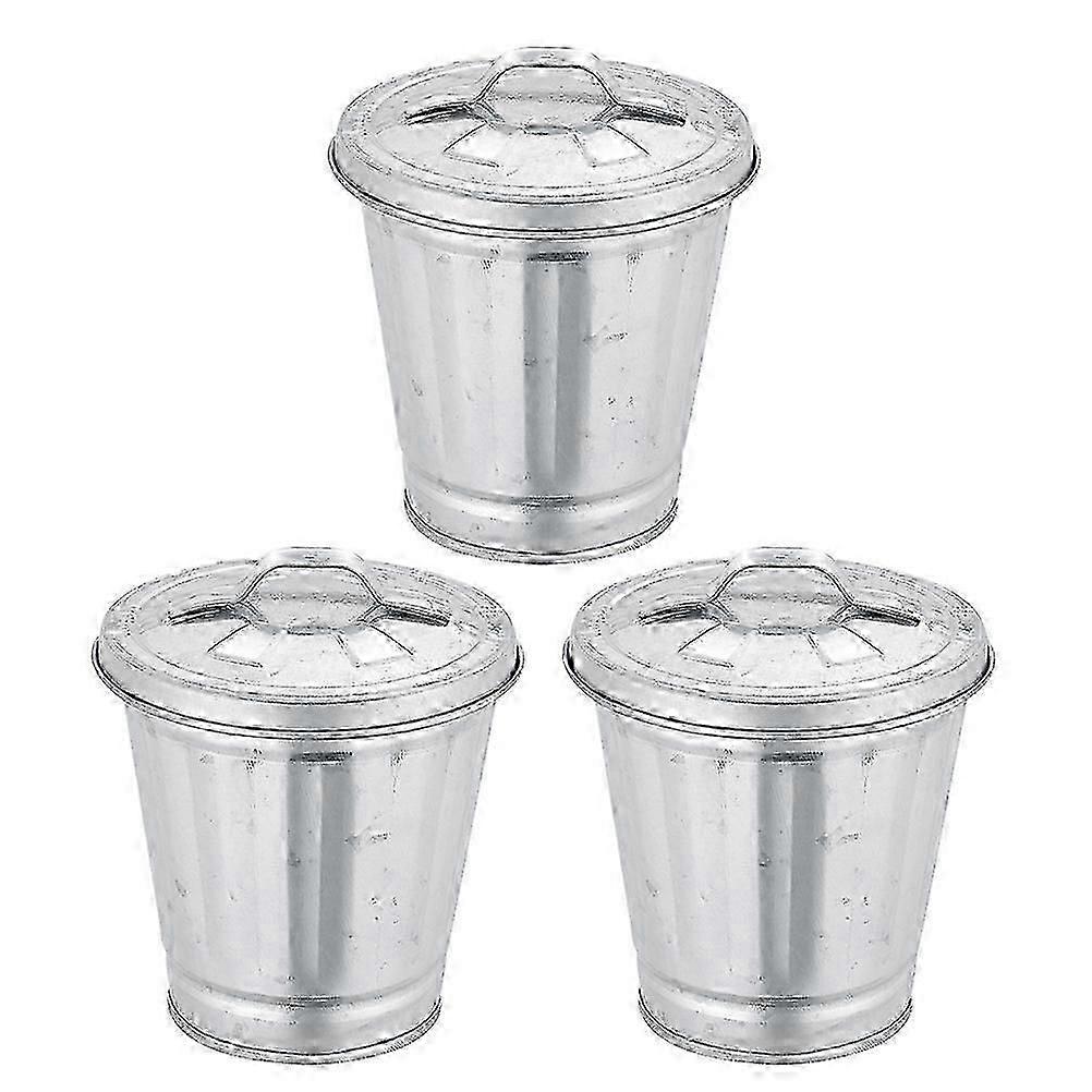 Mini Metal Waste Containers, Efficient Trash Cans with Covers for Small Areas