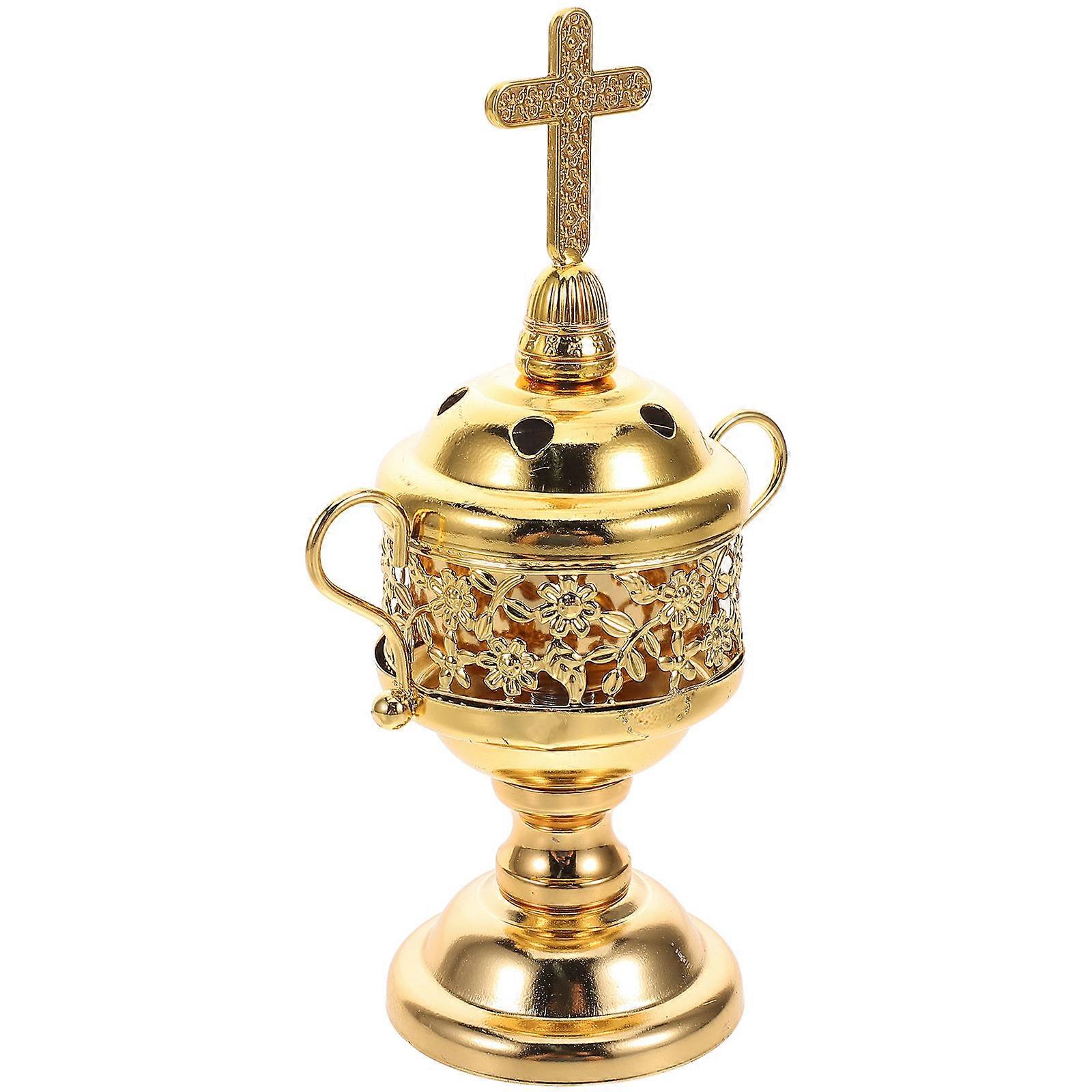 Middle Incense Burner for Aromatherapy 2Pcs Golden Holder