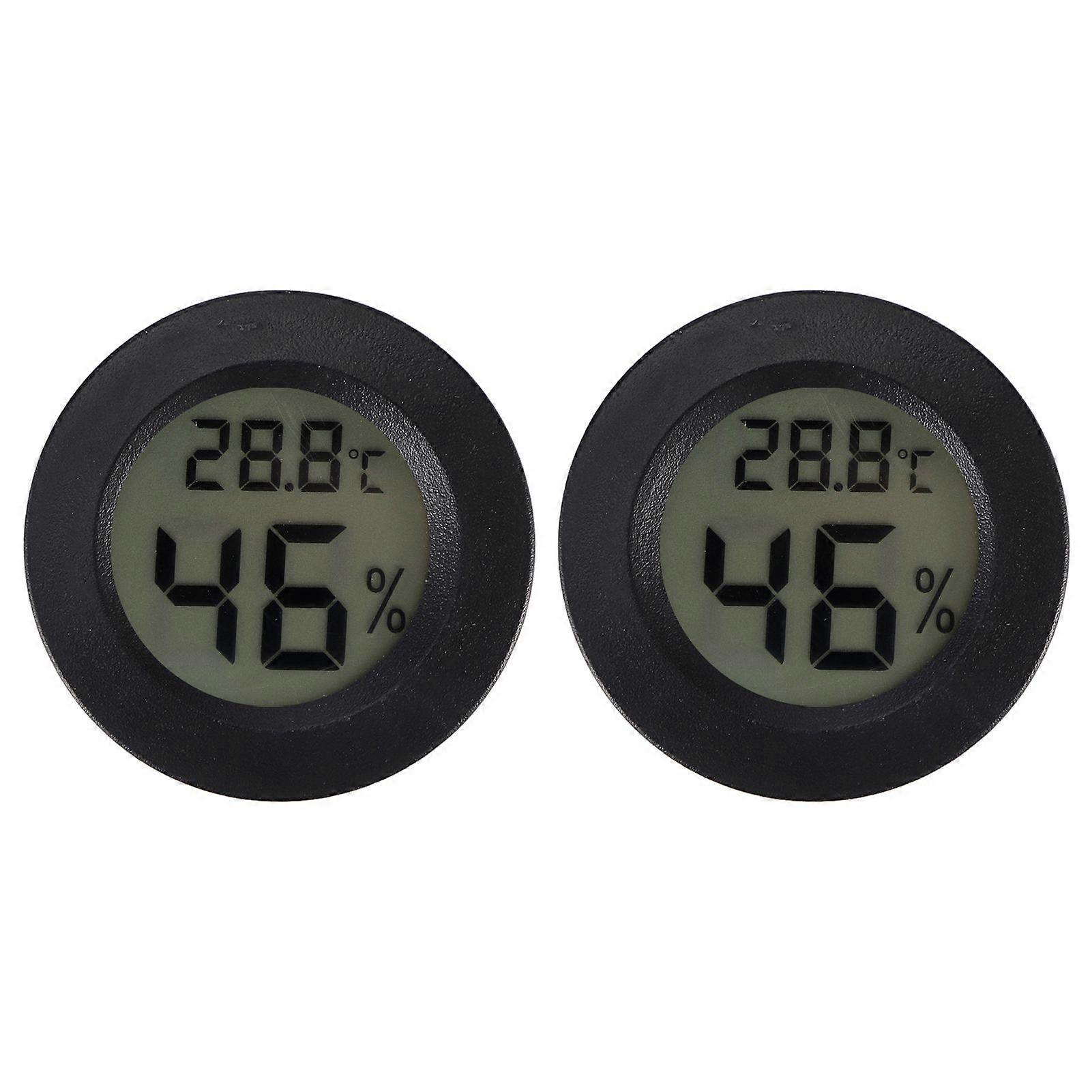 2PCS Mini Digital LCD Thermometer Hygrometer Round Shape Temperature Humidity Meter for Reptile Box