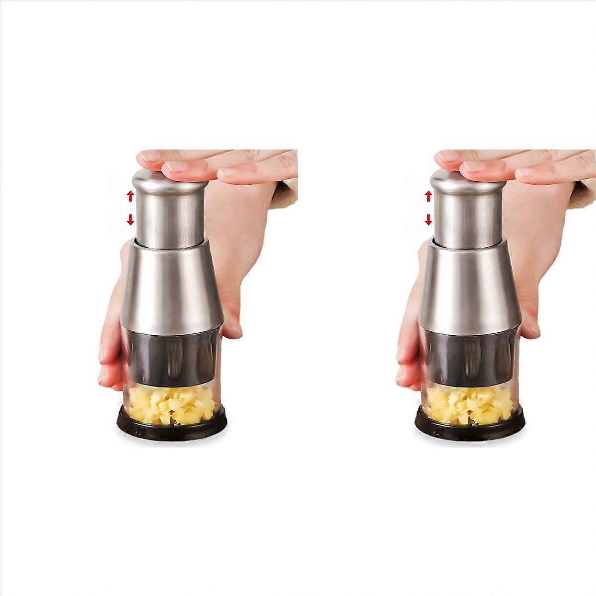 2X Garlic Multifunctional Manual Garlic Cutter for Mincing Garlic