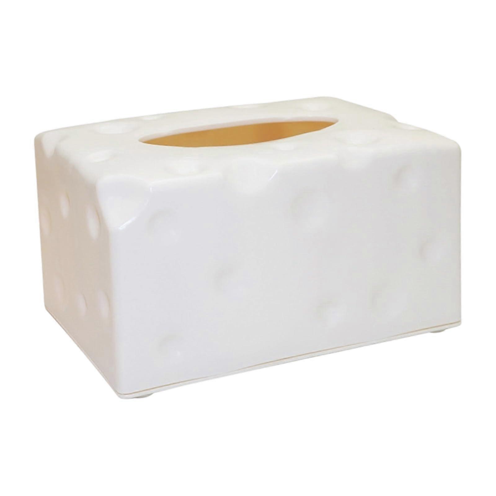 Cheese Shaped Tissue Box Kitchen Countertop Storage Container Paper Organizer White Tissue Holder