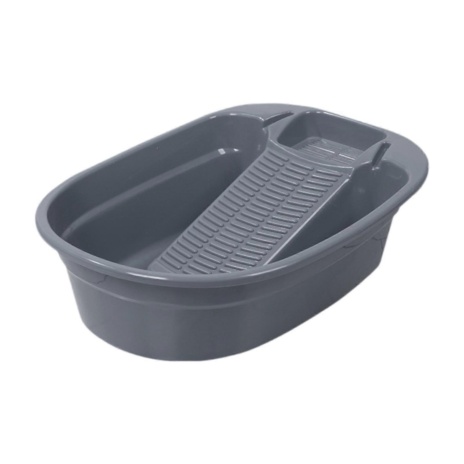 Washboard Basin Lightweight Non Slip Portable Laundry Basin Deep Gray