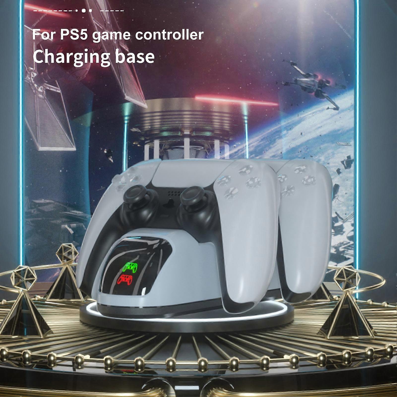 SUSUchens Controller Charging Dock for PS5, Dual Base with Fast Charge, LED Indicator, Metal Contact, Type-C, Compatible with PS5 Controllers, White