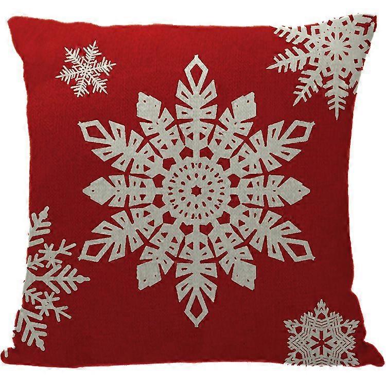 5Pcs Christmas Snowflake Throw Pillow for Case Red White Party Linen Cushion