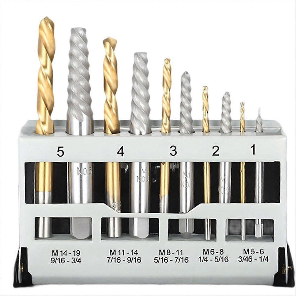 10Pcs Cobalt Left Hand Drill Bit and Alloy Steel Extractors Set with Metal Case Tool Kit for Broken 