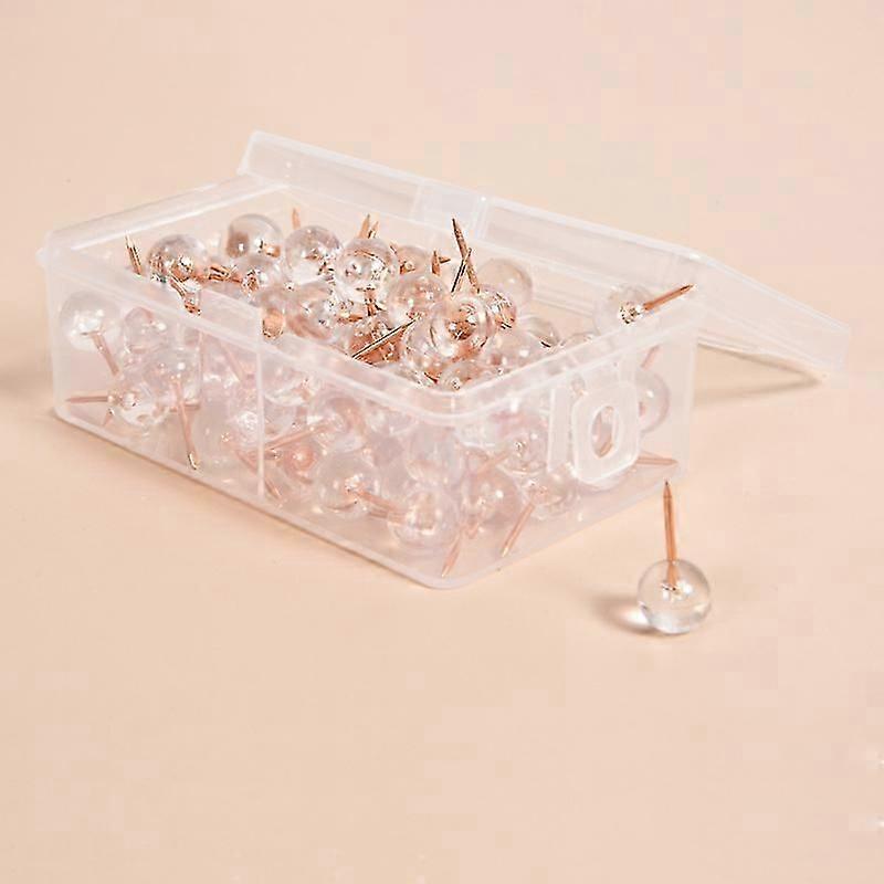 Sphere Push Pins, Clear Head with Rose Gold Prong, 100 Count,20*10mm
