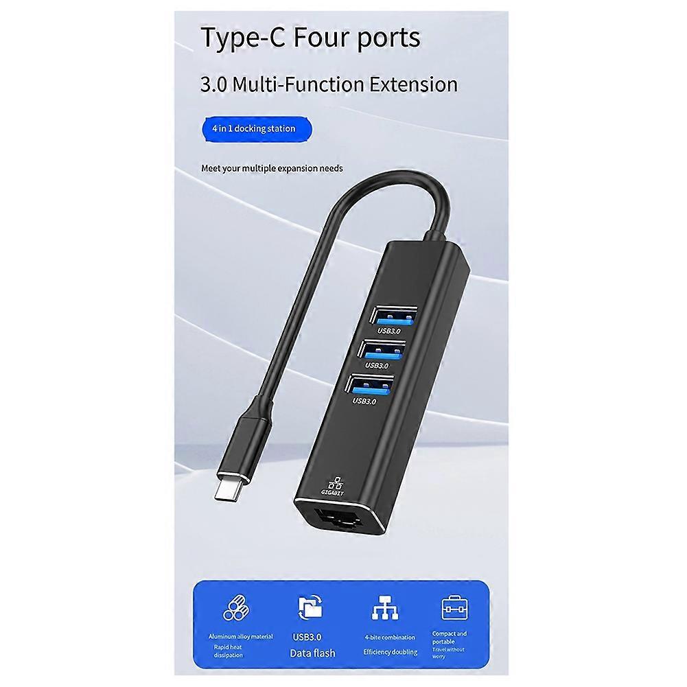  Driver-Free Type-C to 3.0HUB Gigabit Network Hub