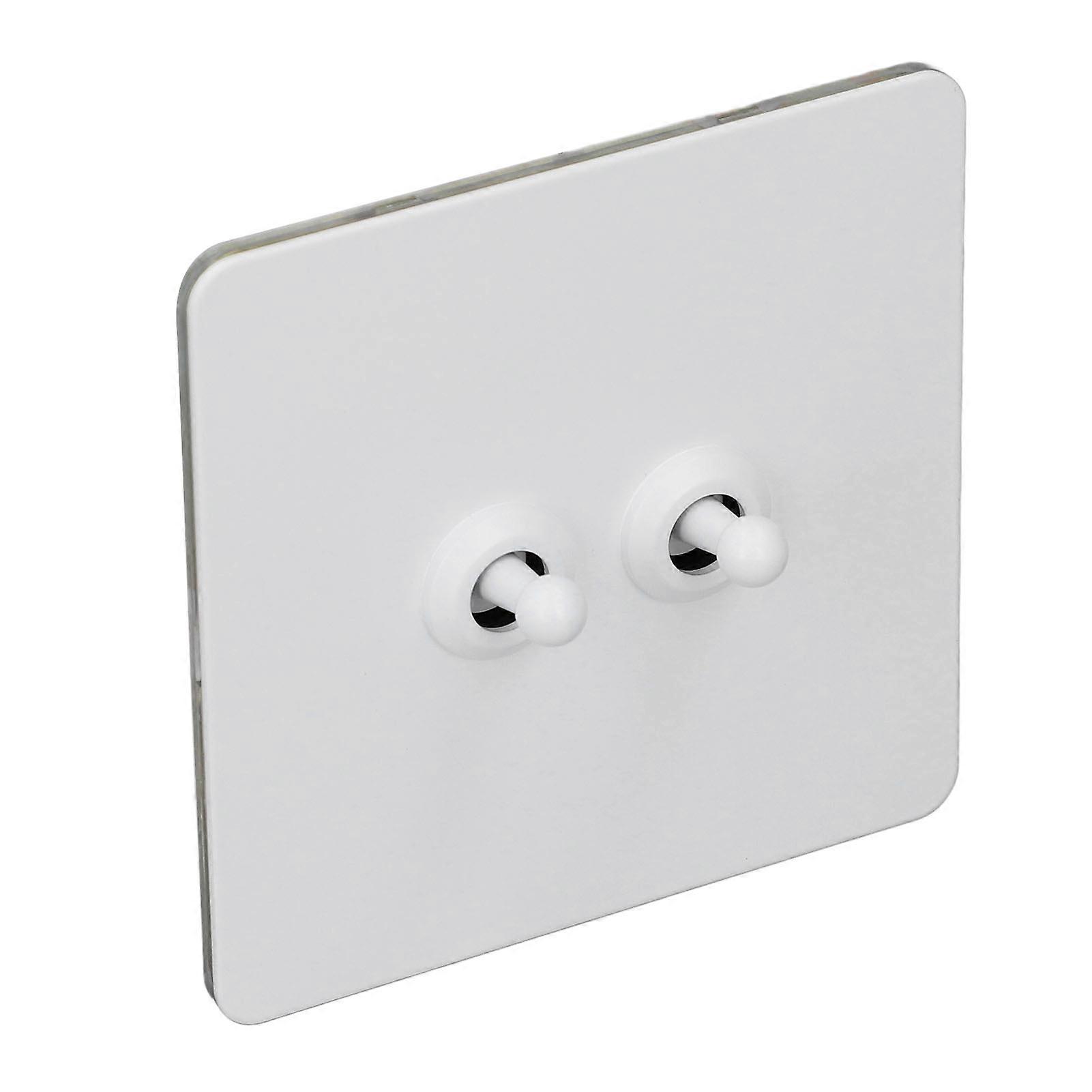 Wall Toggle Switch Stainless Steel Panel Insulated PC Base 2 Gang 2 Way Double Pole Toggle Switch Minimalist White AC250V 