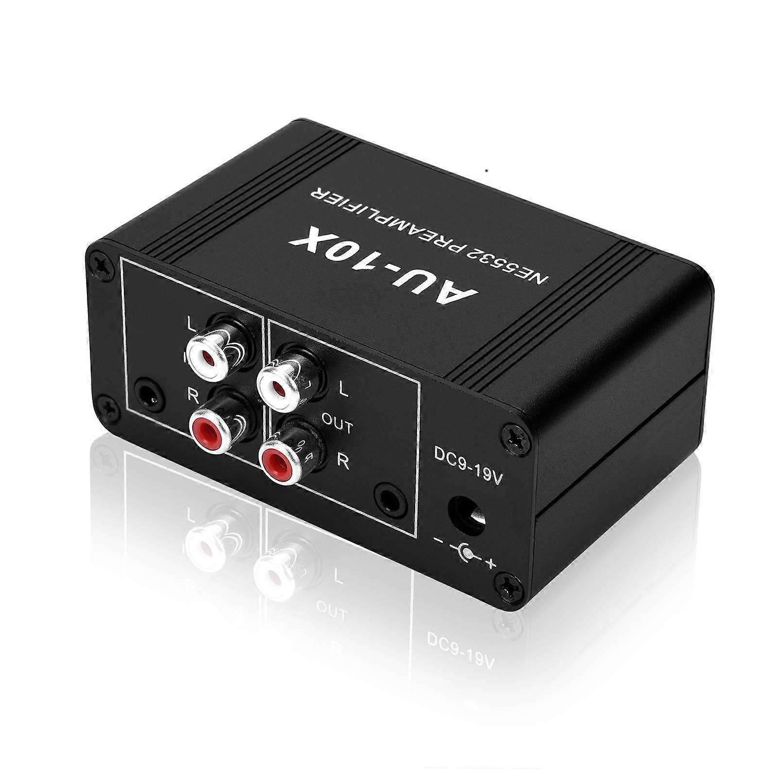 Preamplifier Stereo Phono Turntable 20dB Gain Dual OpAmp Headphone Amplifier RCA 3.5mm Input Output Black