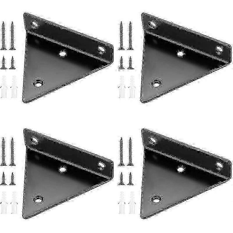 4 Pieces Floating Shelf Brackets, Invisible Triangle Wall Shelf Brackets, Metal Wall Shelf For Shelf