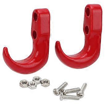 2Pcs RC Metal Bumper Trailer Hook Sickle Authentic Rescue Car Hook for Axial SCX24 1/24Red