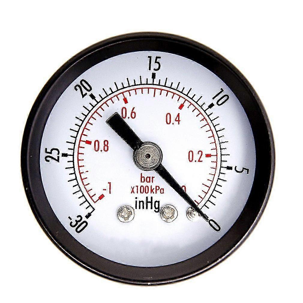 1-1/2&quot; Dry Utility Mini Vacuum Pressure Gauge Blk.steel 1/4&quot; Center Back, -30hg/0psi Pressure Tester Measuring Instruments