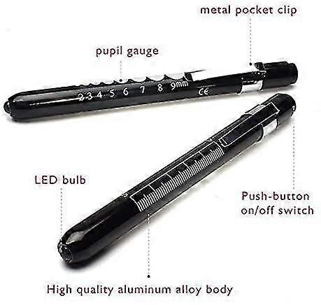 Mini Pen Lommelygte Led genbruges til hjemmet, udendørs, læge, sygeplejerske, Emt (sort, 1 Pack)