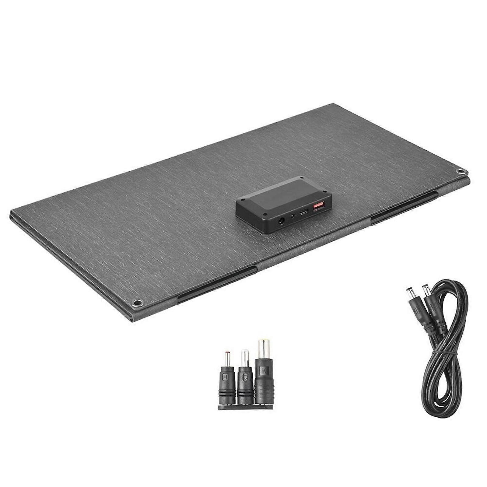 40W ETFE Solar Charger Type C & USB Outputs for Various Devices with DC5521 Power Cable & Mountaineering Buckles Multicolor