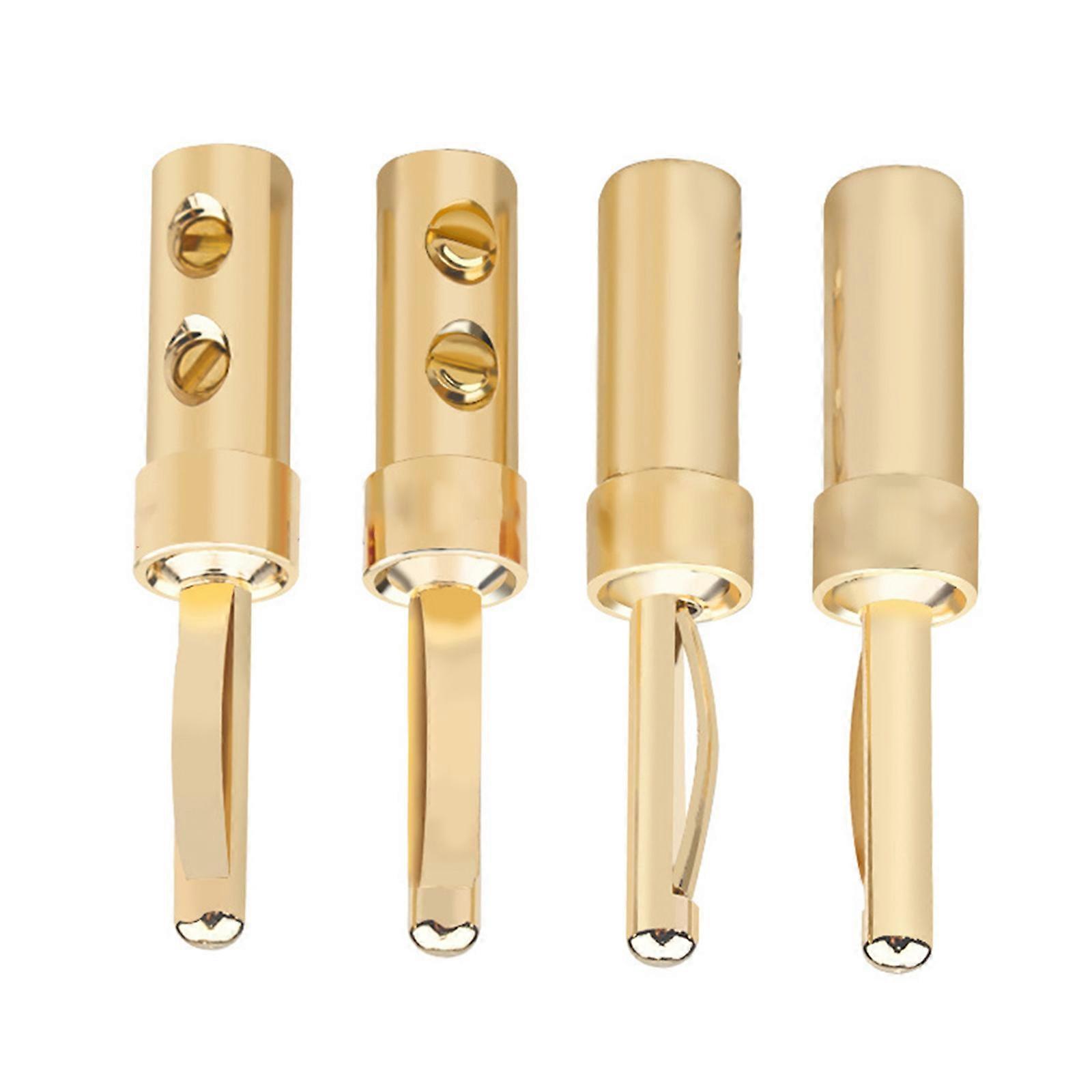 4PCS Gold Plated Banana Plugs Connectors With Large Contact Area For Improved Auditory Performances And Stability Multicolor