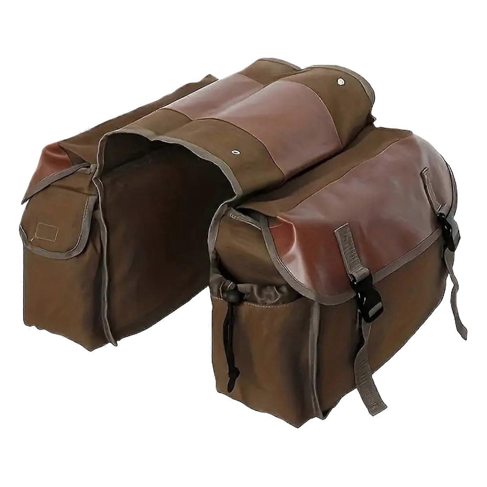 Waterproof Canvas Bicycle Saddle Bag with Storage for Motorcycle, Scooter, Touring and Commuting – Dark Khaki