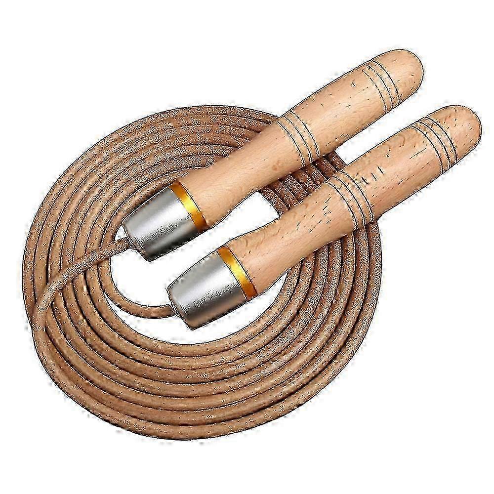 Professional Leather Jump Rope With Genuine Leather, Ergonomically Designed Woody Handle For Speedy Skipping, Adjustable Length Via Scissors Ensu