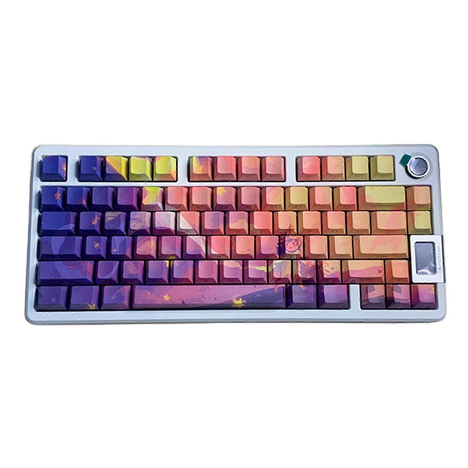 134PCS Keycaps NorthStar Themed PBT Side Print Shine Through Backlit Keycap Set for Gaming Mechanical Keyboard Multicolor