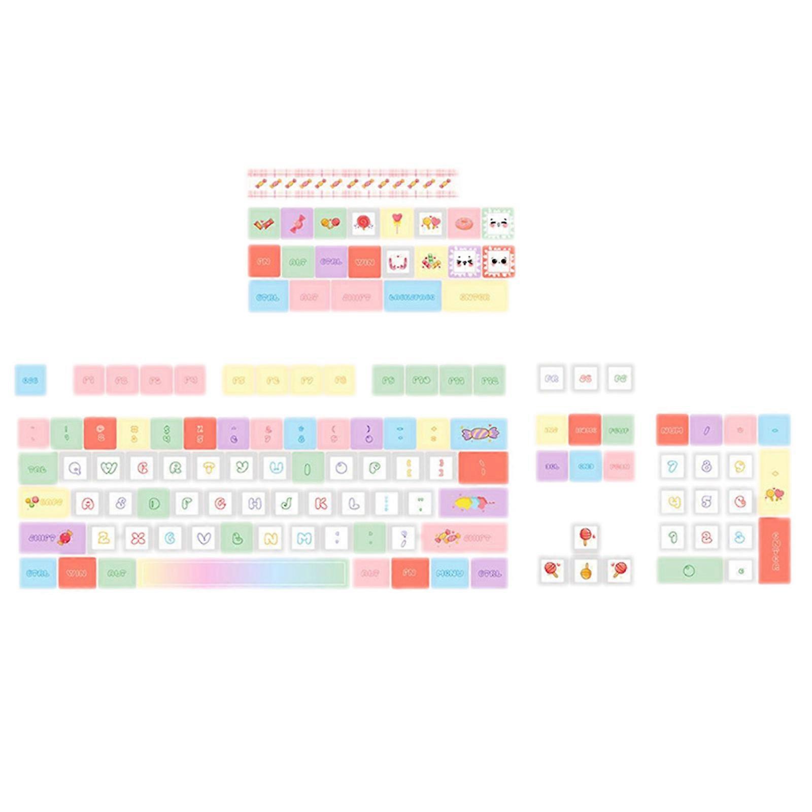 Keycaps 126 PBT Heat Sublimation XDA Candy Theme Keycaps for Gaming Mechanical Keyboards XDA Keycaps Long-Term Use Multicolor