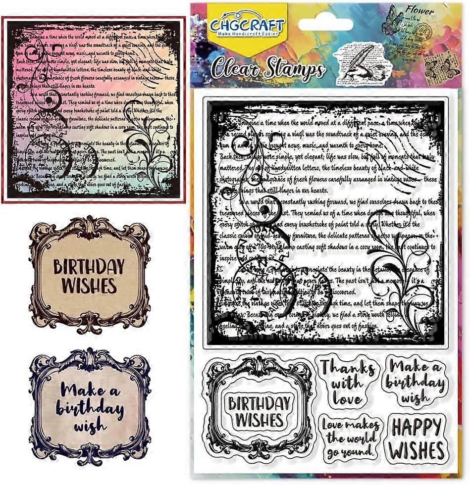 Retro Background Clear Stamps Popular Text Transparent Handicraft Buttons and Greeting Stamps for DIY Scrapbooking Photo Album Decorative Cards Making