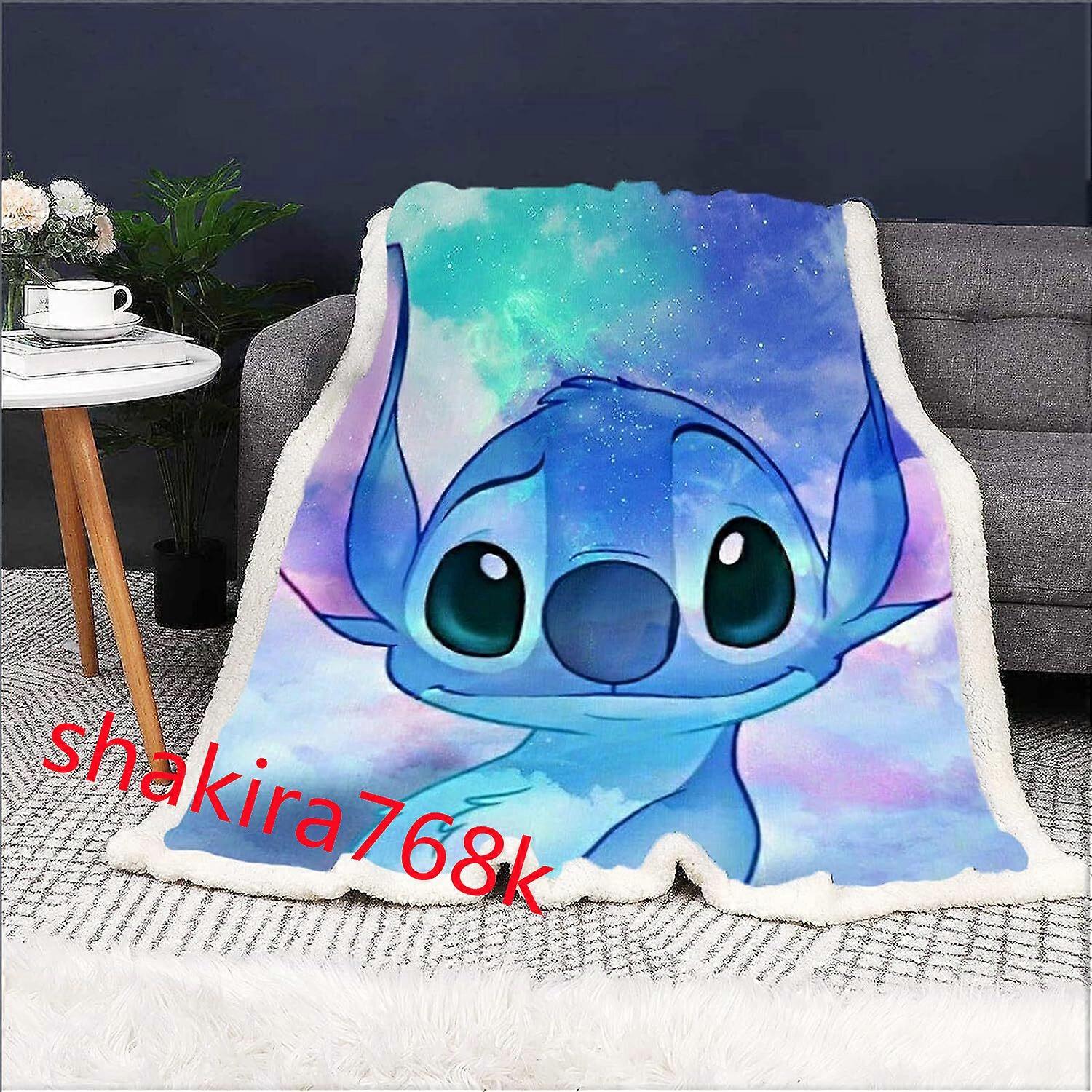 3D Lilo and Stitch Cartoon Sofa Blanket Flannel Ultra Soft Throw Xmas Gift UK