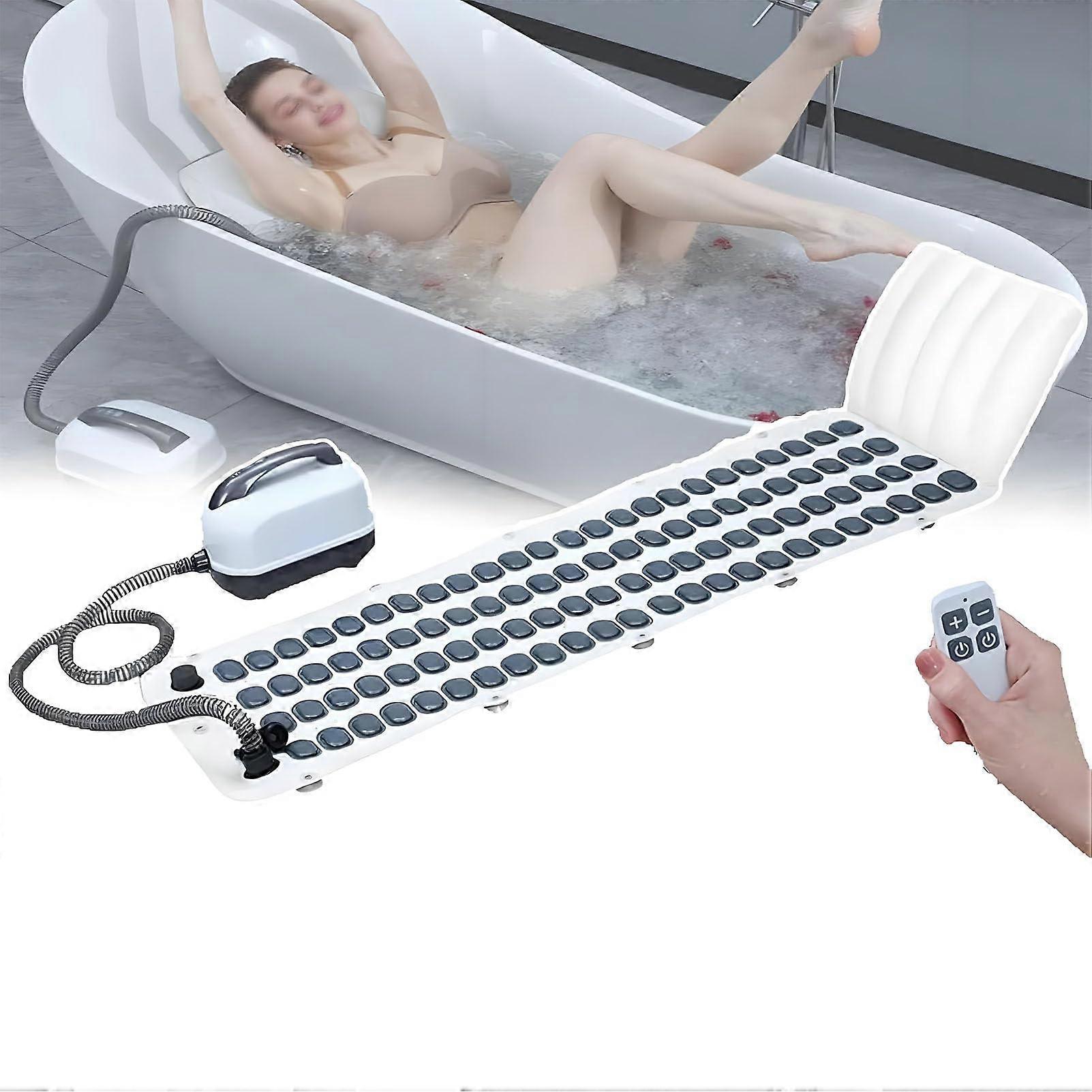 Portable Spa Bubble Bath Mat with Remote Control, 6Speed Adjustable Air Jets for Bathtub Relaxation