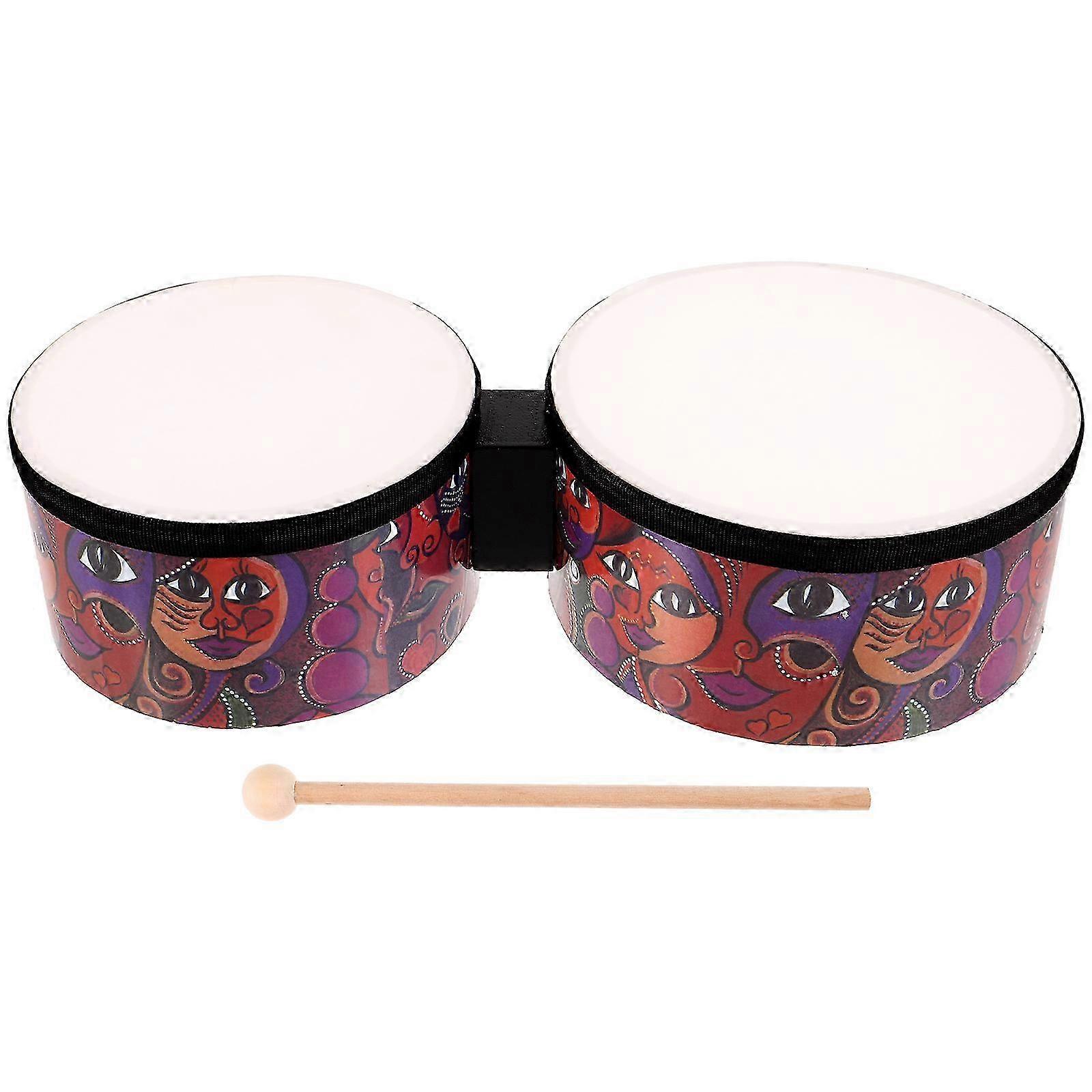 1 Set Educational Bongo Drum with Drumsticks Beginner Children Percussion Instrument