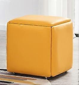 5 in 1 Stackable Cube Chair with Wheels, Faux PU Footstool Set for Living Room and Dining, 35x35x35cm