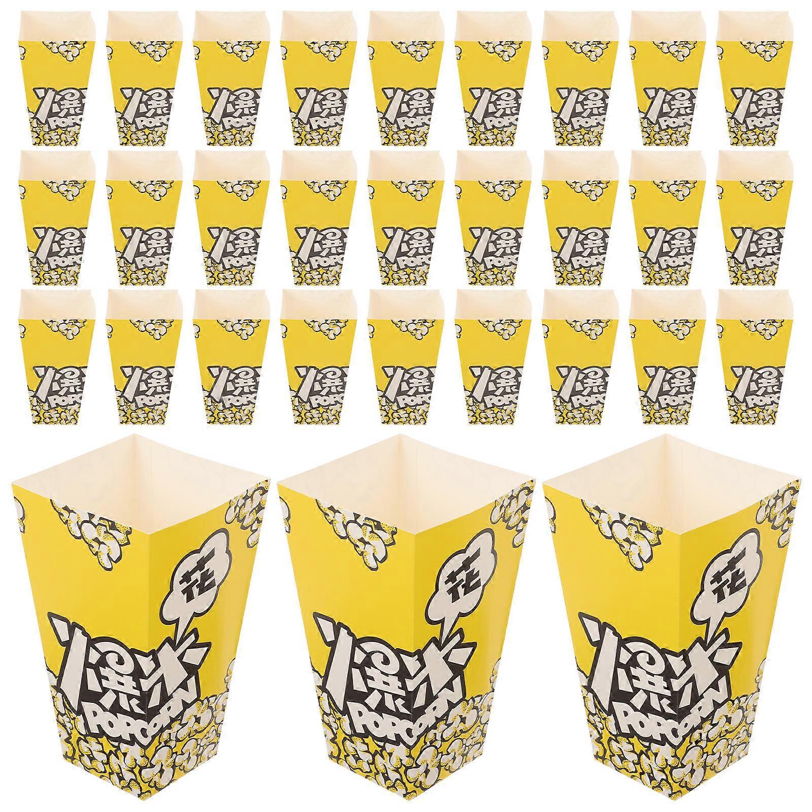 Yellow Popcorn Serving Box Paper Treat Box for Storage 100Pcs Paper Boxes