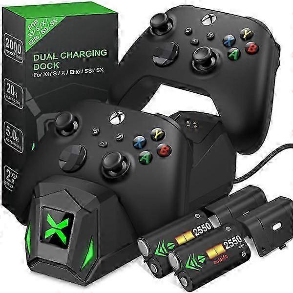 2X2550mAh Rechargeable Battery+Controller Charging Stand For Xbox Series X/S/Xbox One X/Xb