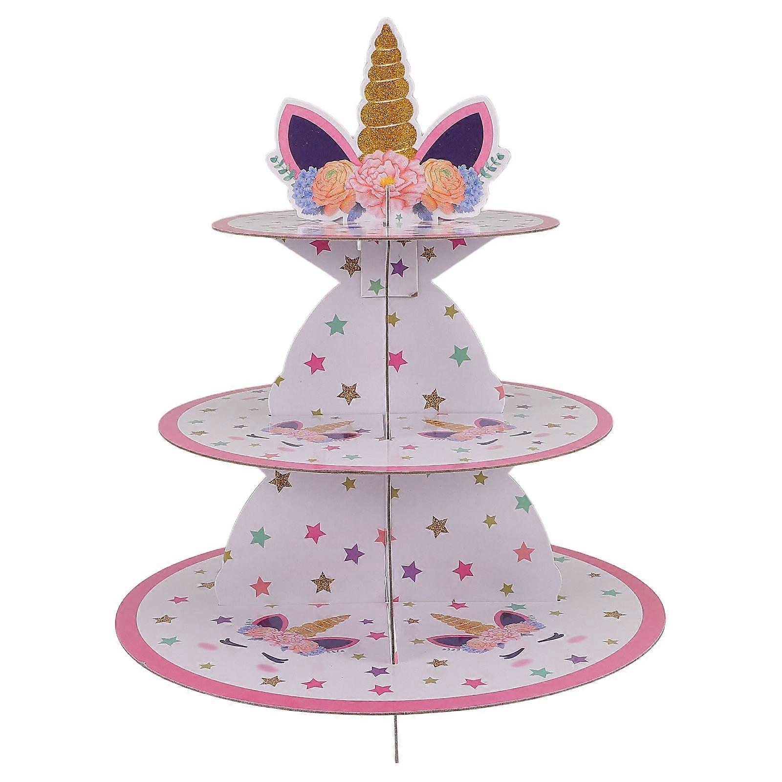 Unicorn Cake Stand Paper Dessert Stand for Party Multi Layer Display