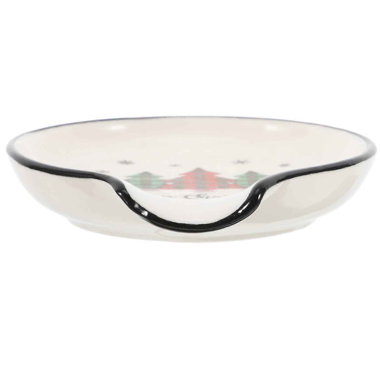 Christmas Spoon Rest Ceramic Utensil Holder Kitchen Decor Multi Colored Elegant Design 1Pack