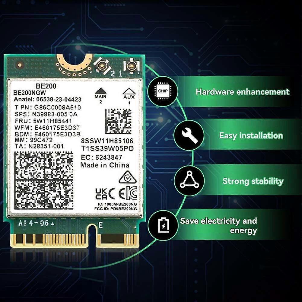 SCHEDA WIFI 7 BE200 Pcie + antenna 10DB BT5.4 Tri Band 2.4G/5G/6GHz