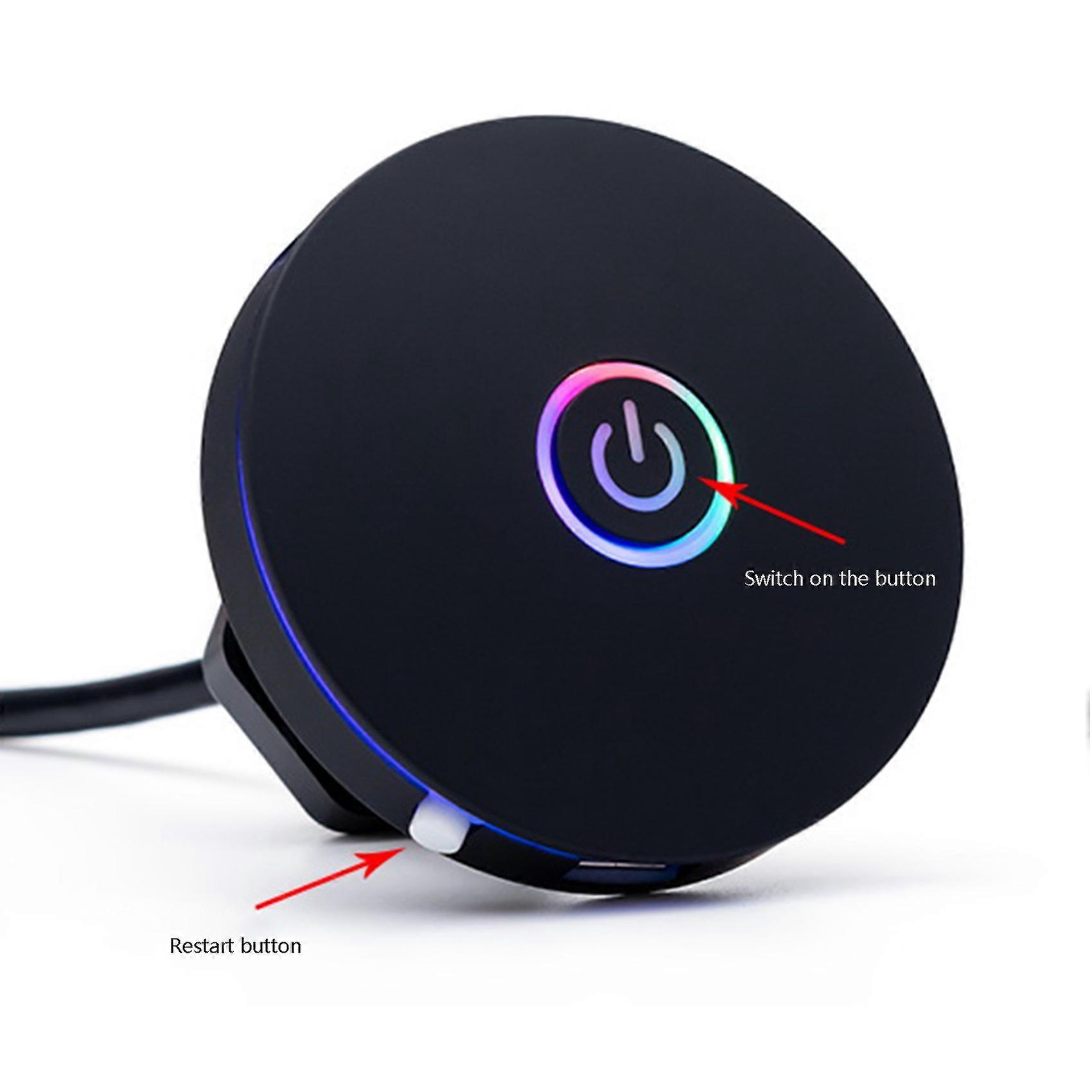 Computer Switch RGB Lighting Effect External Host Power Switch Button,Suitable for Internet Cafes,Homes,Offices (Black)