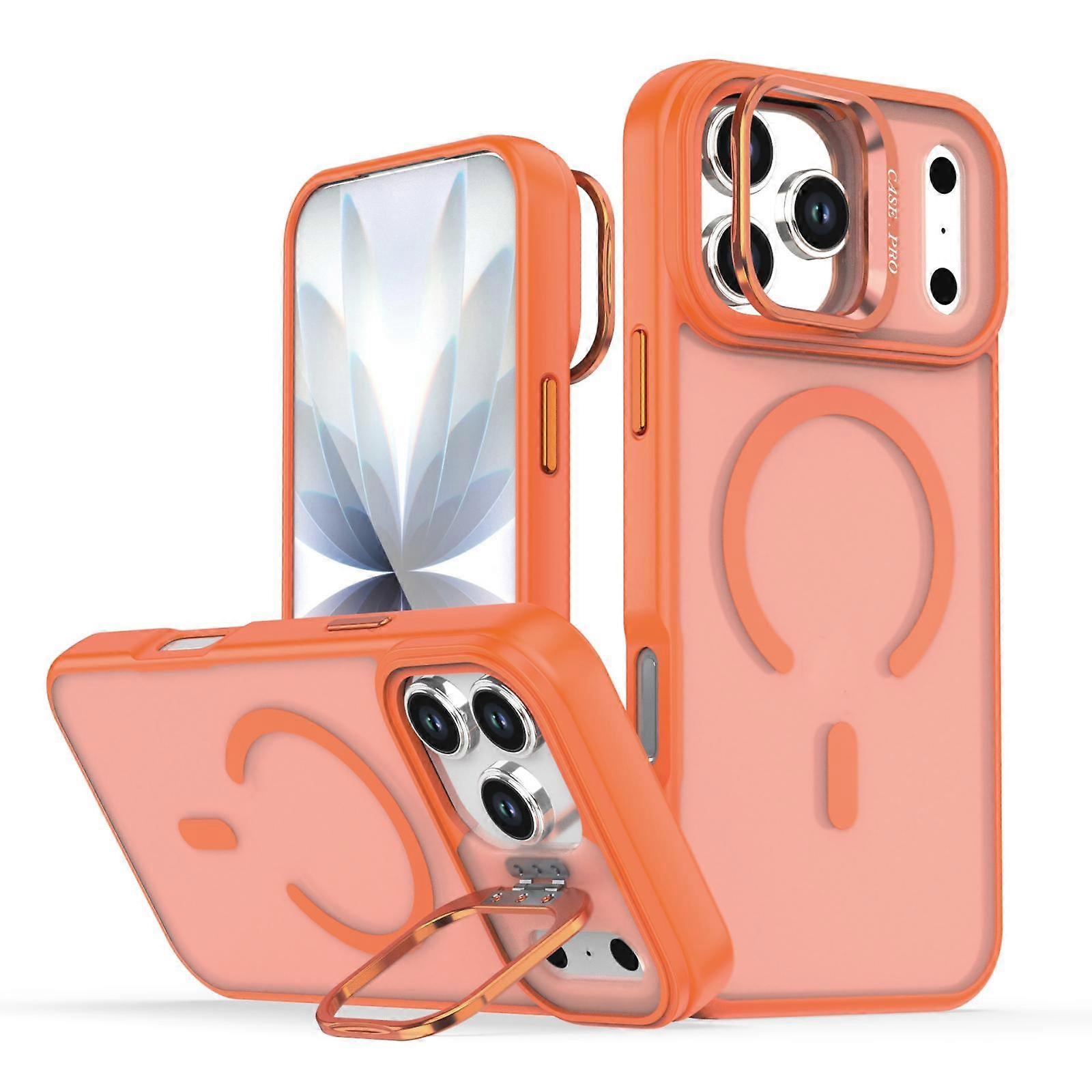 Bright Color Frosted Skin-feel Camera Bracket Magsafe Phone Case