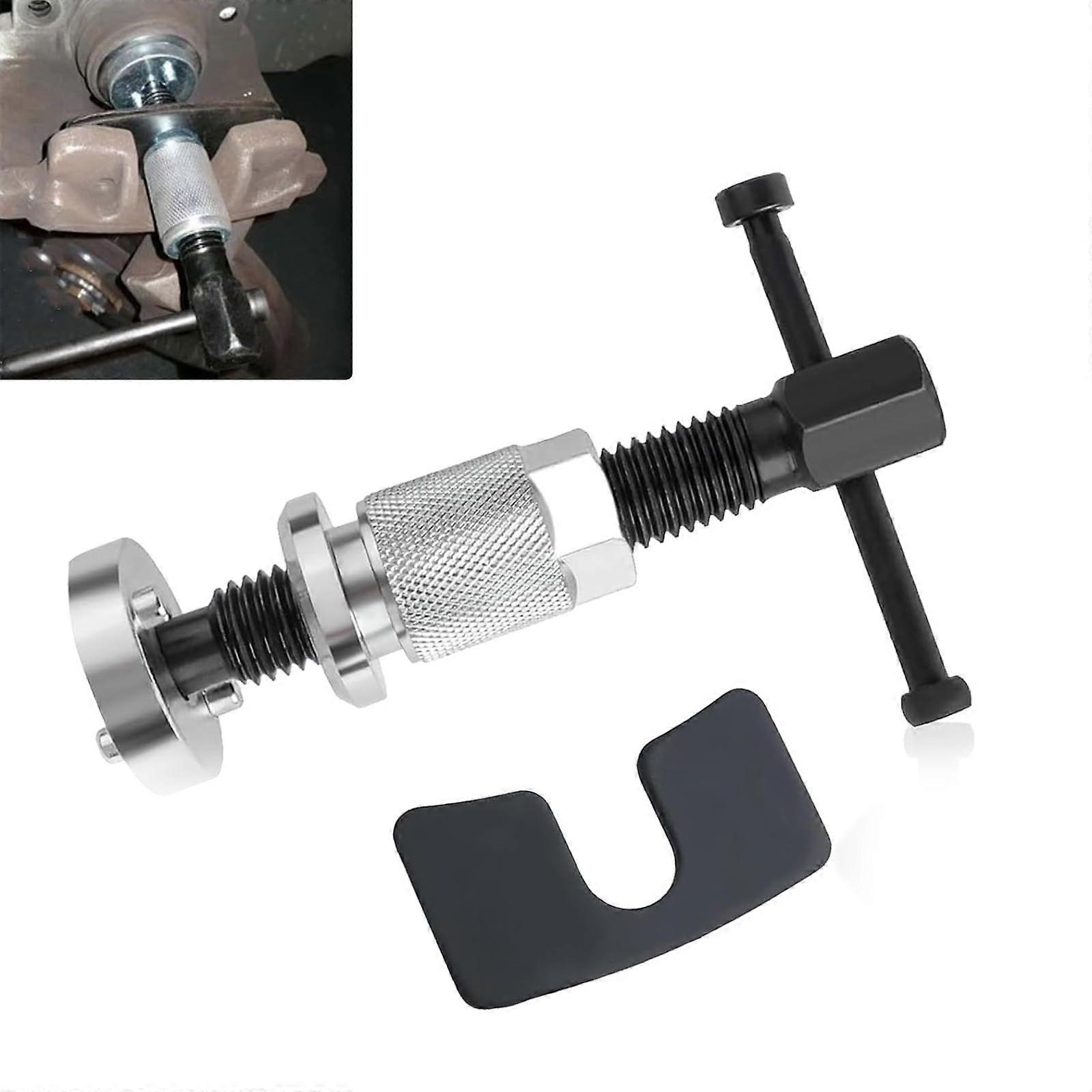 Brake Caliper Tool with T‑Handle Grip and Dual‑Side Chuck for Universal Disc Brake Pad Replacement (Silver)