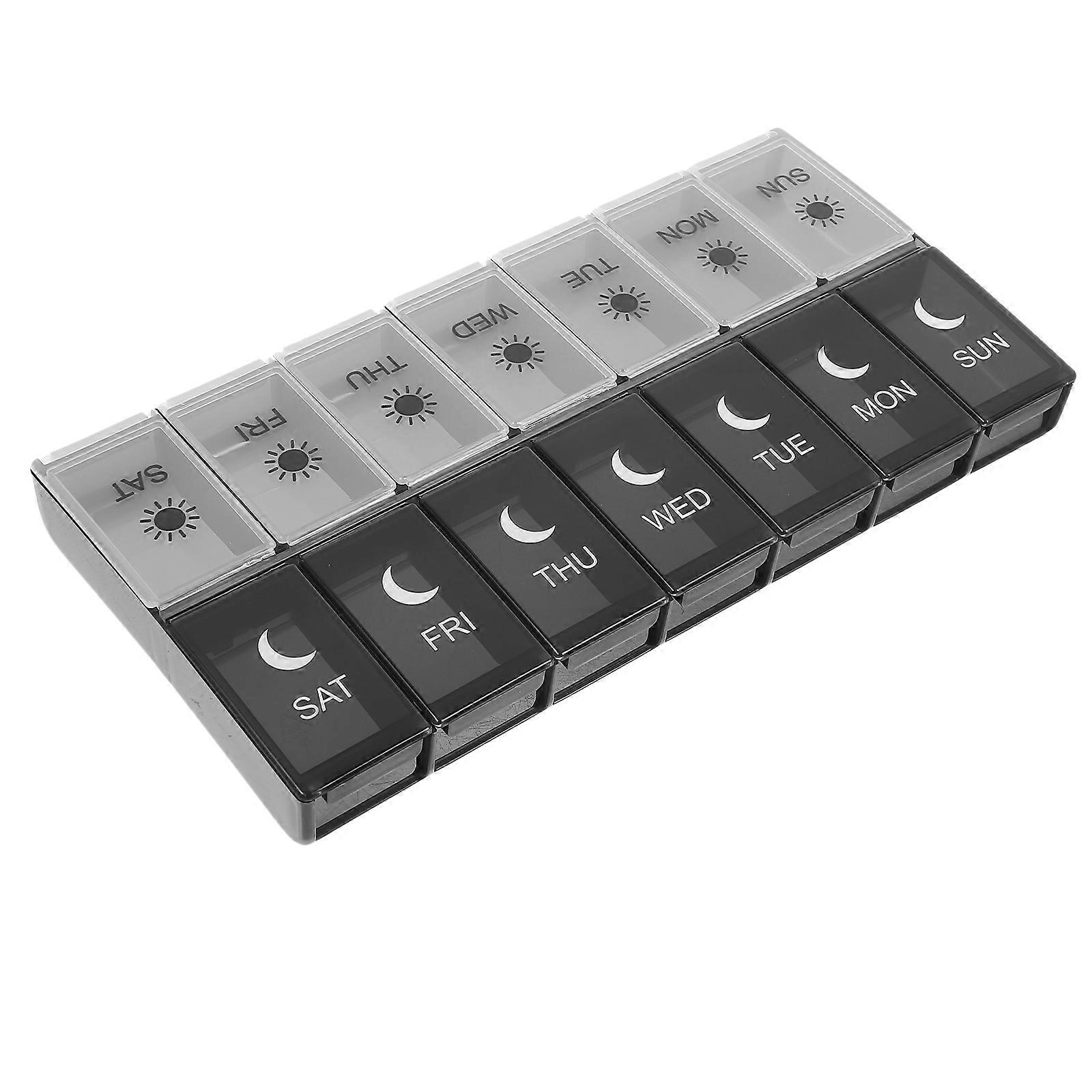 Weekly Container Pill Box for Storage Use with 14 Compartments 3Pcs Assorted Color