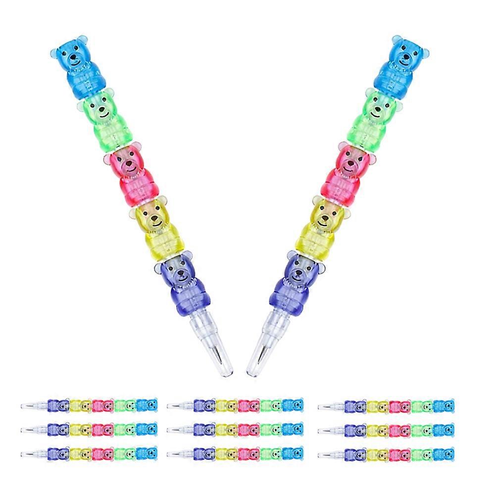 Bear Shaped Stacking Pencils for School 12Pcs Plastic Pencils