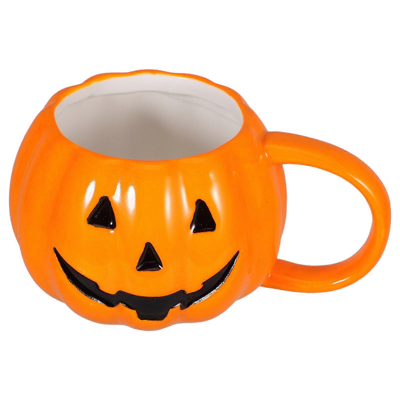Orange Ceramic Pumpkin Mug for Milk 320Ml Halloween Coffee Drinking Cup