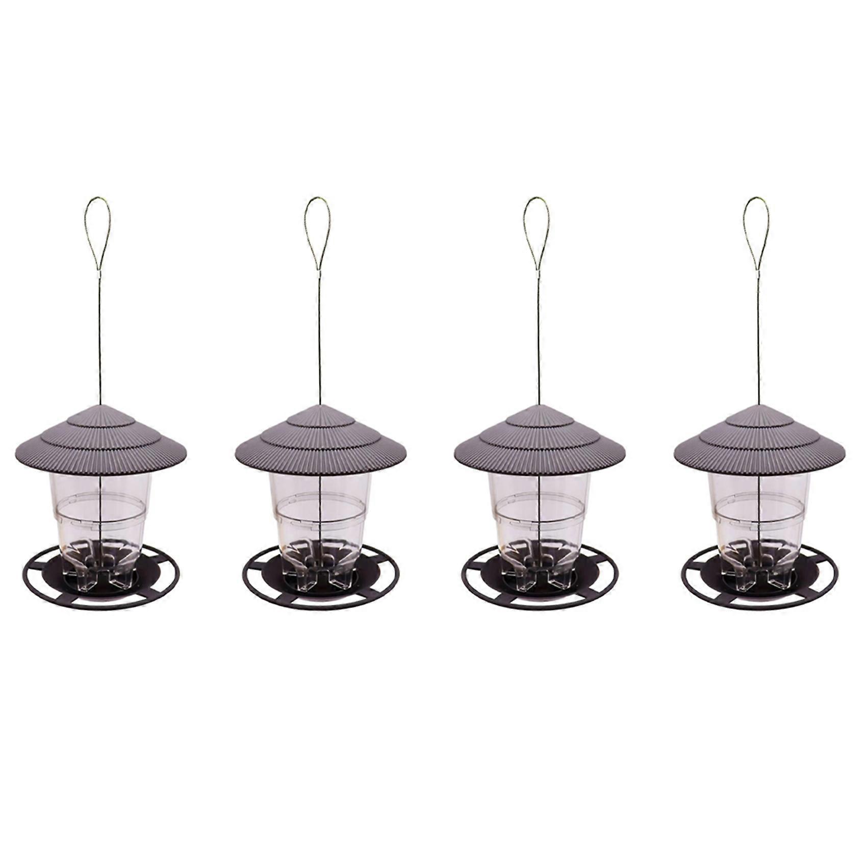 4X Wild Bird Feeder, Outside Squirrel Proof Bird Feeder, Hanging Wild Bird Feeder with Round Shaped Roof Grey