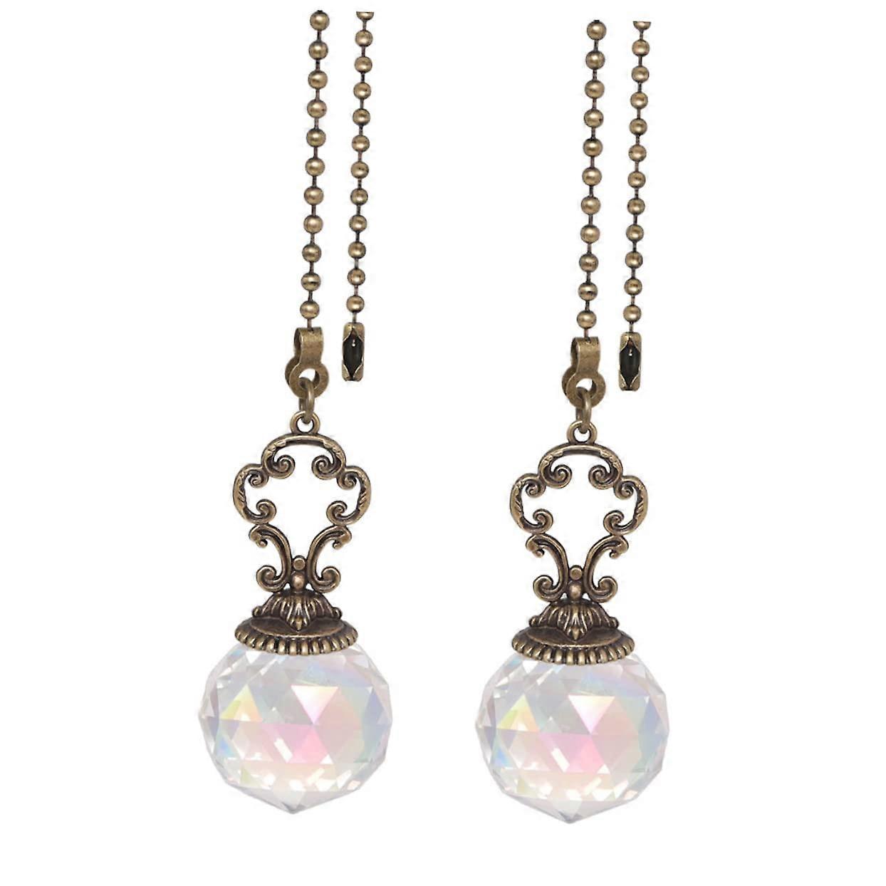 2pcs Ceiling Fan Crystal Pull Chain Extender with Rustproof Durable Design for Home Decor