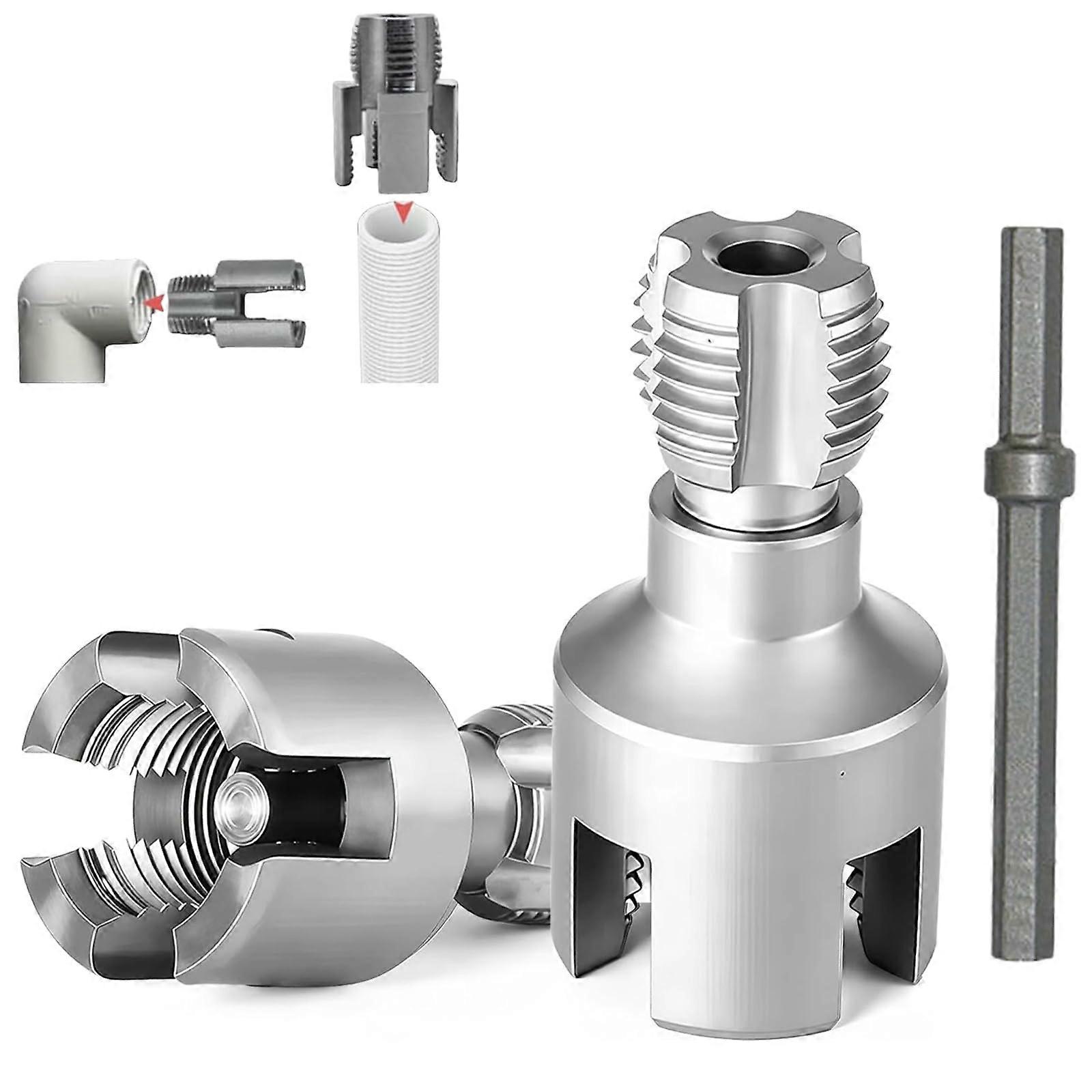 Pipe Threading Tool with Dual Internal and External Design, PVC Threader Kit for Plumbing Repairs 1/2' 3/4'