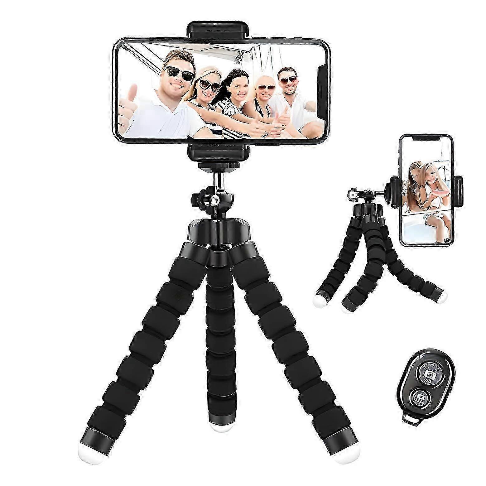 Mobile Phone Tripod Mini with Bluetooth Wireless Remote Control Phone Holder 360 Rotation Flexible Travel Tripod for Smartphone or Camera Accessory