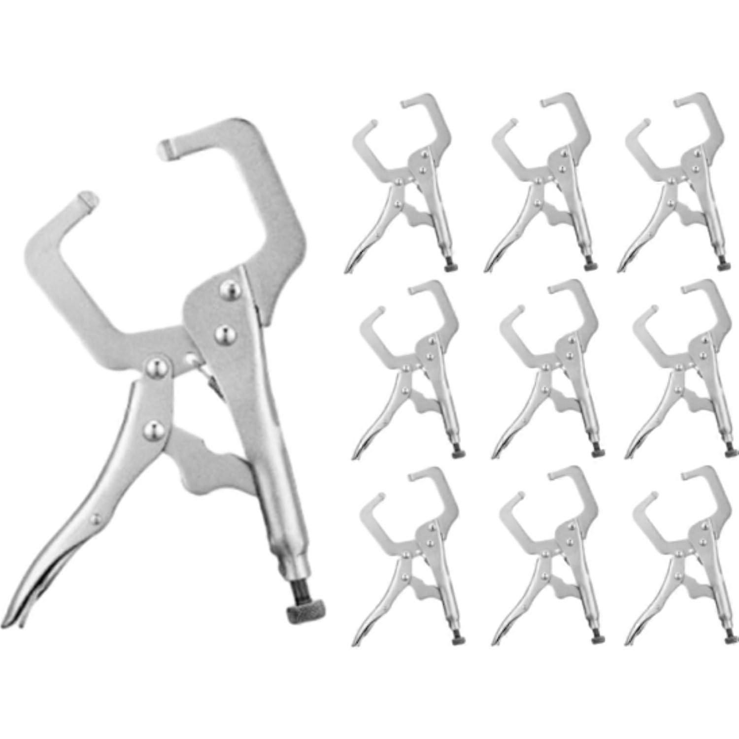 6 Pcs 6 Inch Locking C Clamp Adjustable Alloy Steel with Powerful Grip for Woodworking and Welding, Silver