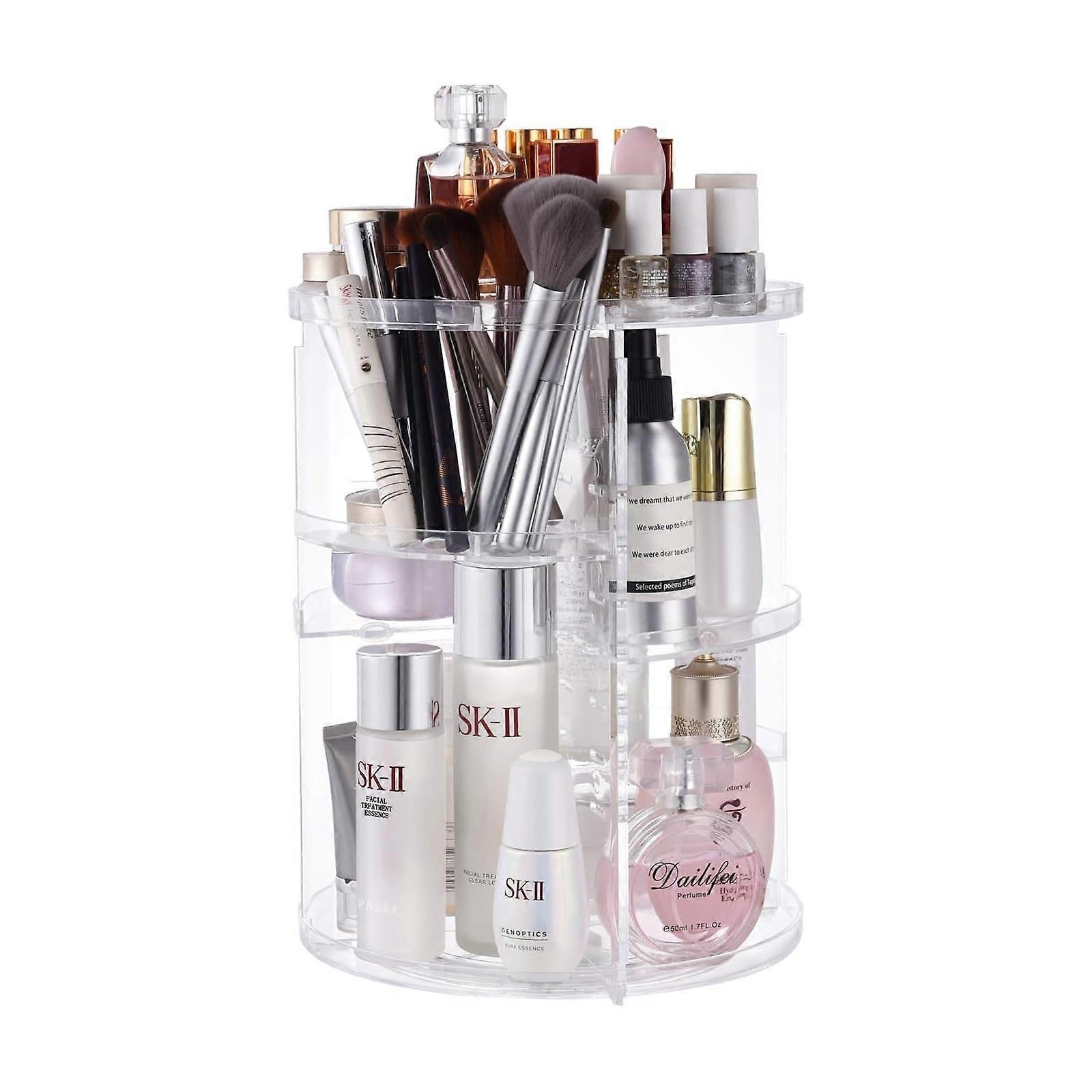 360 Degree Rotating Makeup Organizer with 7 Adjustable Layers, Large Capacity Vanity Cosmetic Storage