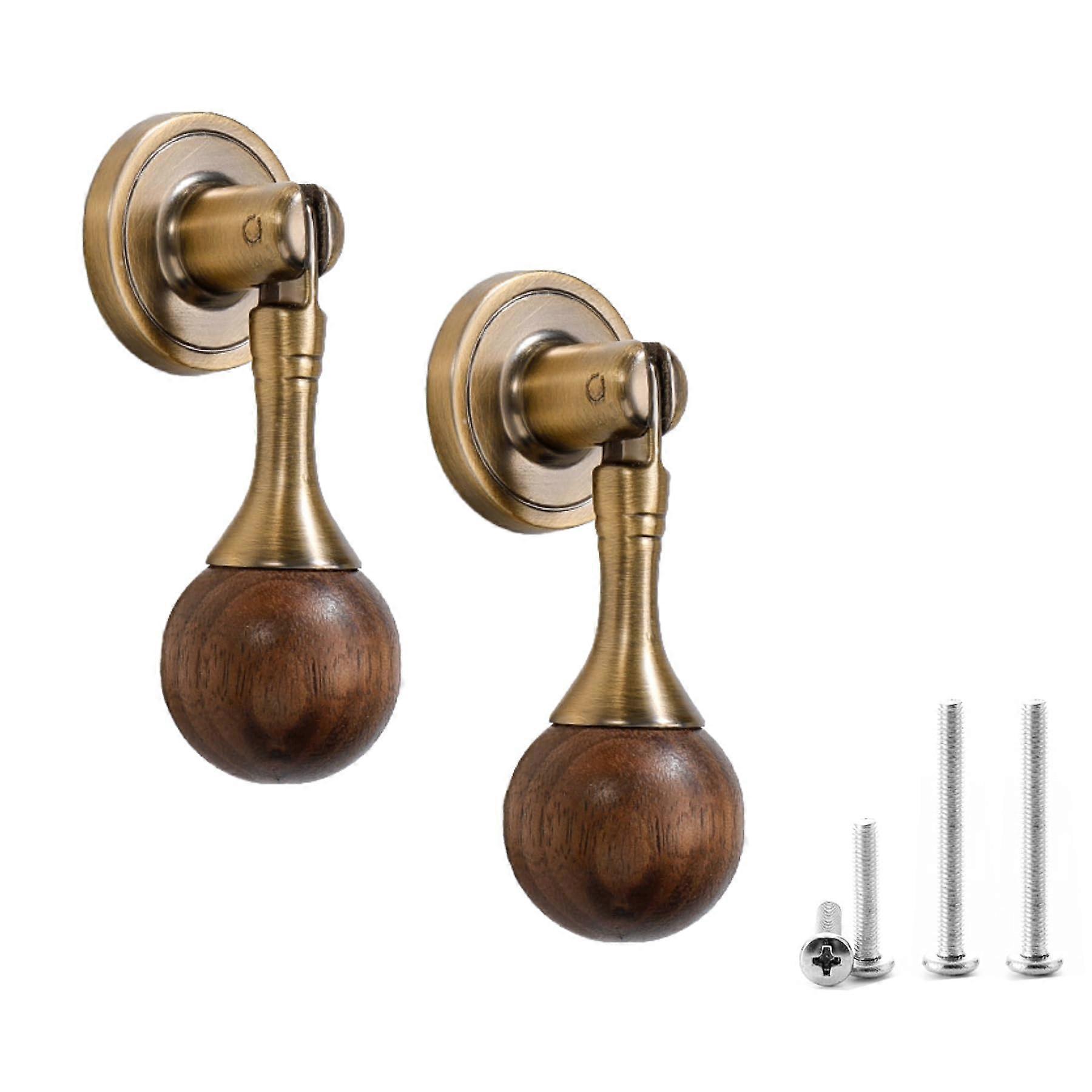 2Pcs Vintage Tear Drop Cabinet Pulls Antique Brass Pendant Handles Walnut Wardrobe Knobs